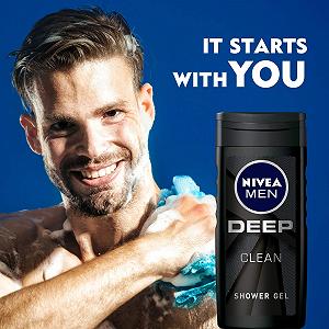 Гель для душу NIVEA Men Deep Clean з активованим вугіллям, 250 мл synthetic.ua - Фото 1