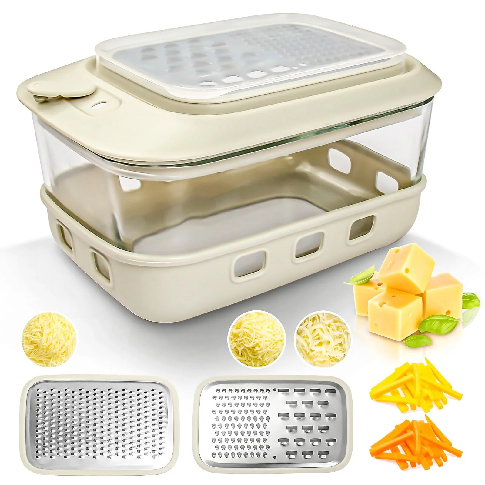 Терка для творога со стеклянным контейнером и крышкой, фото №1