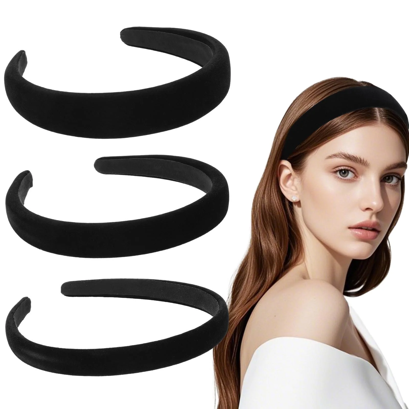 Обруч Чорний Оксамитовий 1 cm, 2 cm, 3 cm, Набір з 3 штук, фото №1 Обруч Чорний Оксамитовий 1 cm, 2 cm, 3 cm, Набір з 3 штук, фото №1