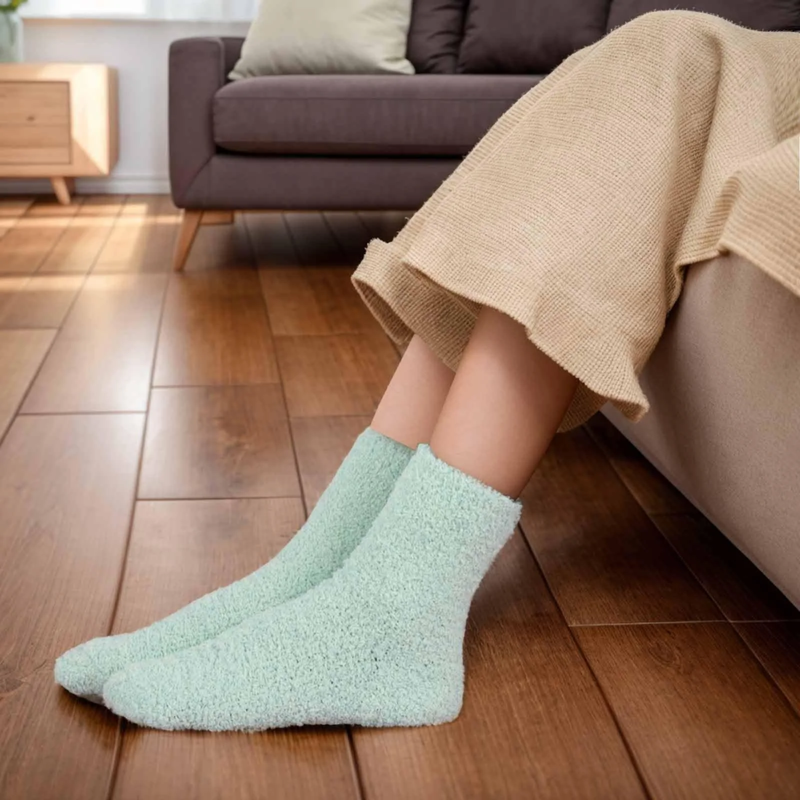 Носки Женские Пушистые Носки из Кораллового Флиса, 6 пар, разноцветные, фото №4