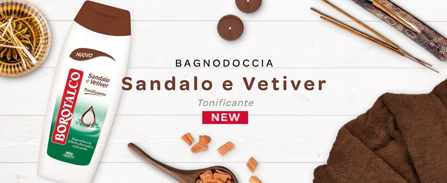 Набір гелів для душу Borotalco Tonificante Bagnodoccia Sandalo e Vetiver (12 шт. по 500 мл) + тальк Felce Azzurra 100 г, фото №8