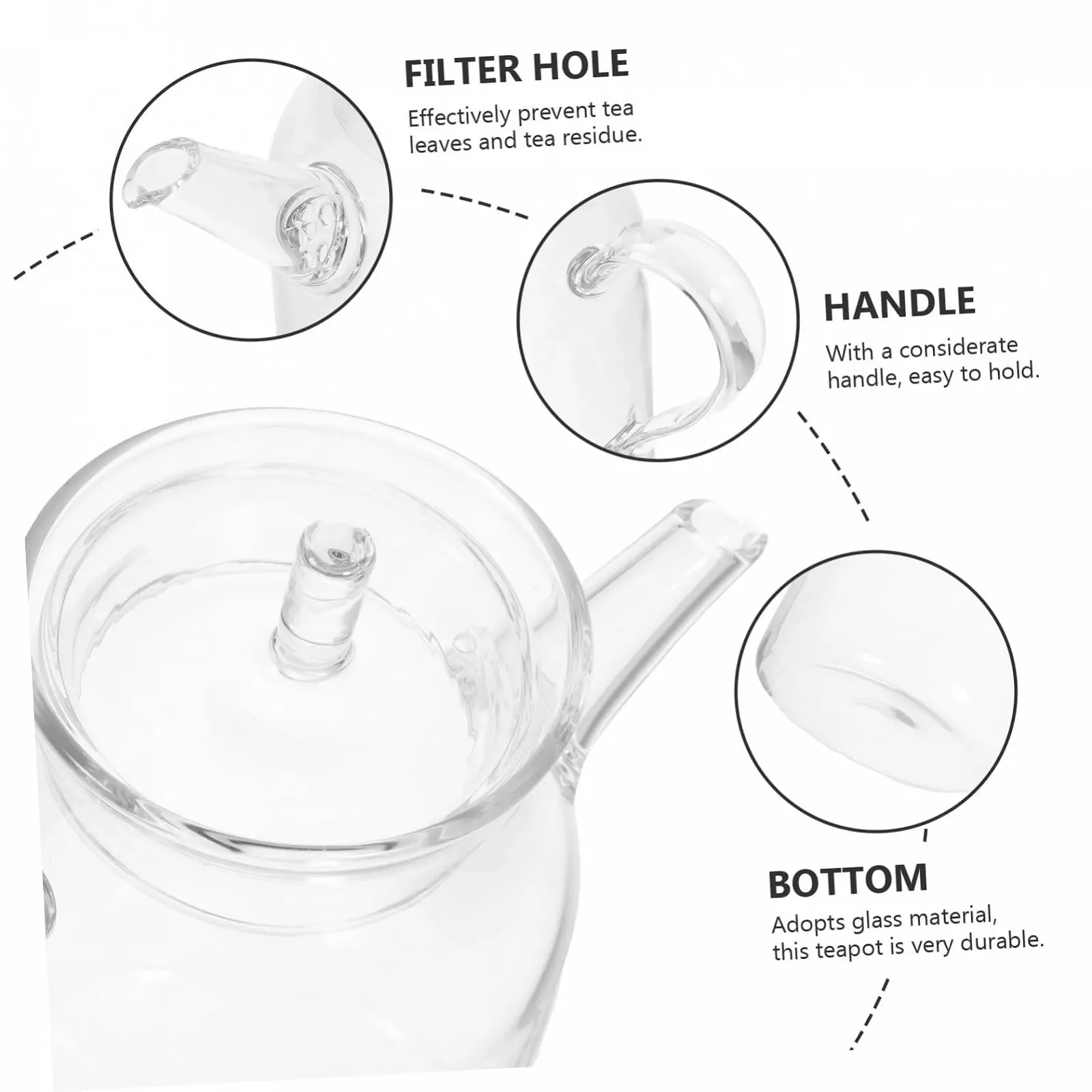 Чайник-заварник Стеклянный FUNNETOYU Термостойкий с фильтром для чая, фото №5