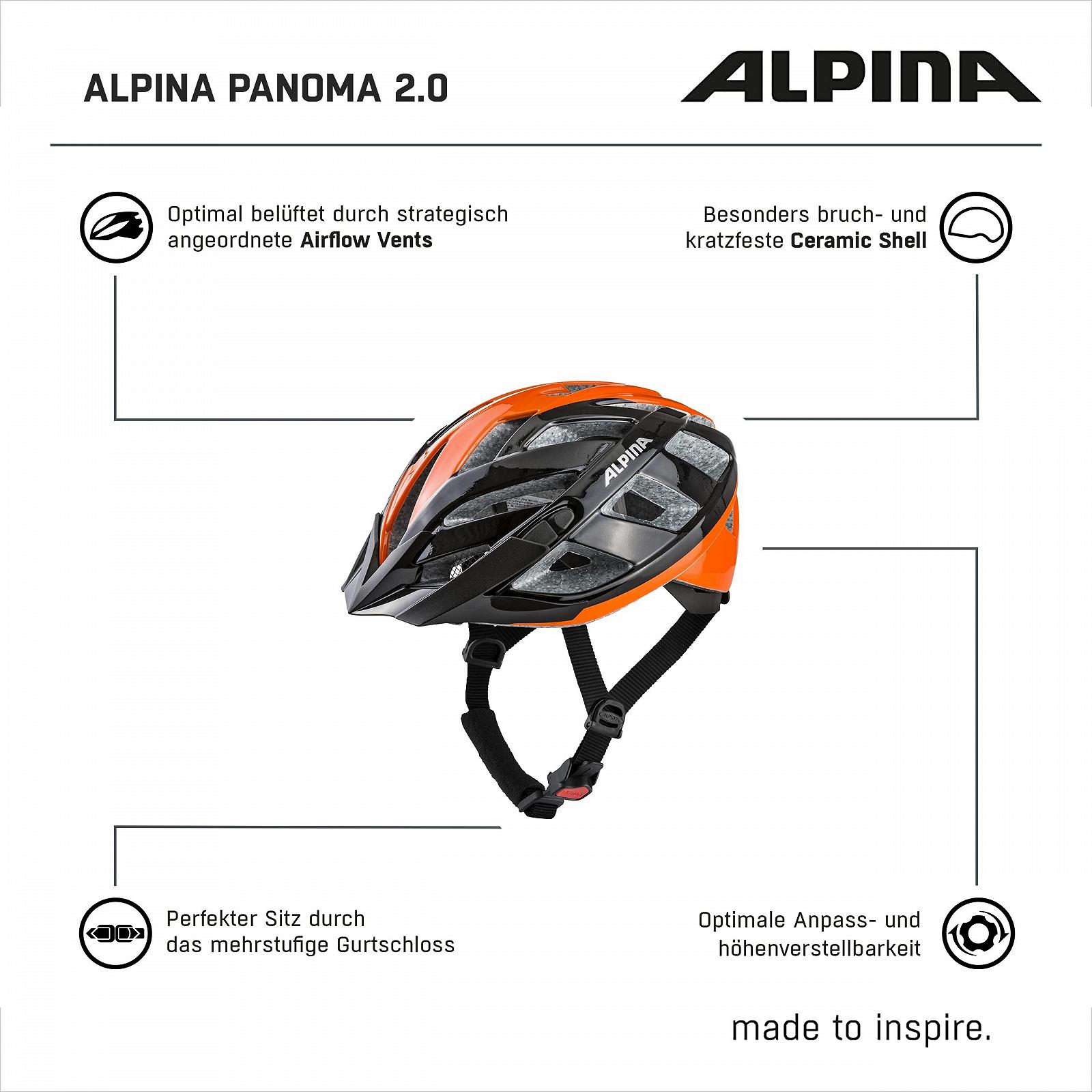 Шлем Велосипедный ALPINA Panoma Светоотражающий, Оптимально вентилируемый, с сеткой от насекомых и светодиодом для взрослых, фото №6