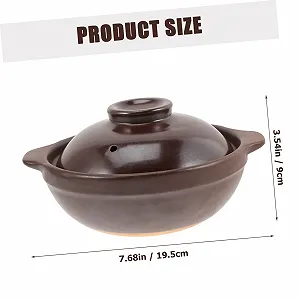 Керамическая кастрюля GALPADA с крышкой коричневая synthetic.ua - Фото 1