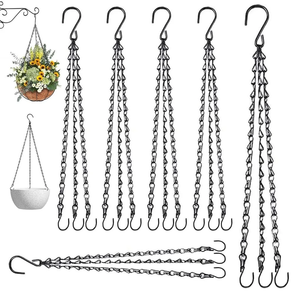 Ланцюжок для підвісного кошика 46 см металевий з подвійними гачками 6 шт Чорний, фото №1 Ланцюжок для підвісного кошика 46 см металевий з подвійними гачками 6 шт Чорний, фото №1