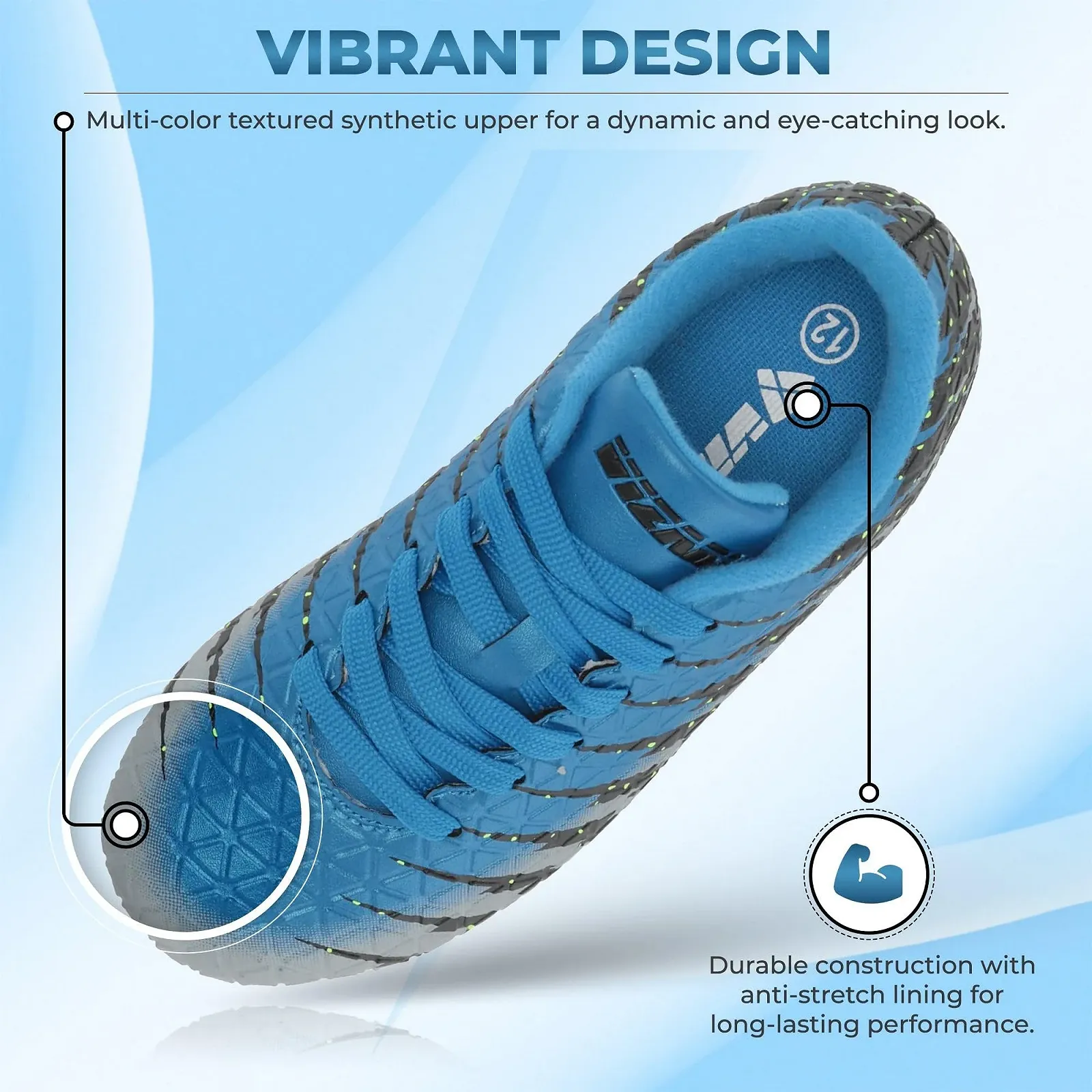 Футбольные бутсы Vizari FG Детские для мальчиков и девочек для игры в футбол на открытом воздухе. Шипы для тренировок и игр, фото №3