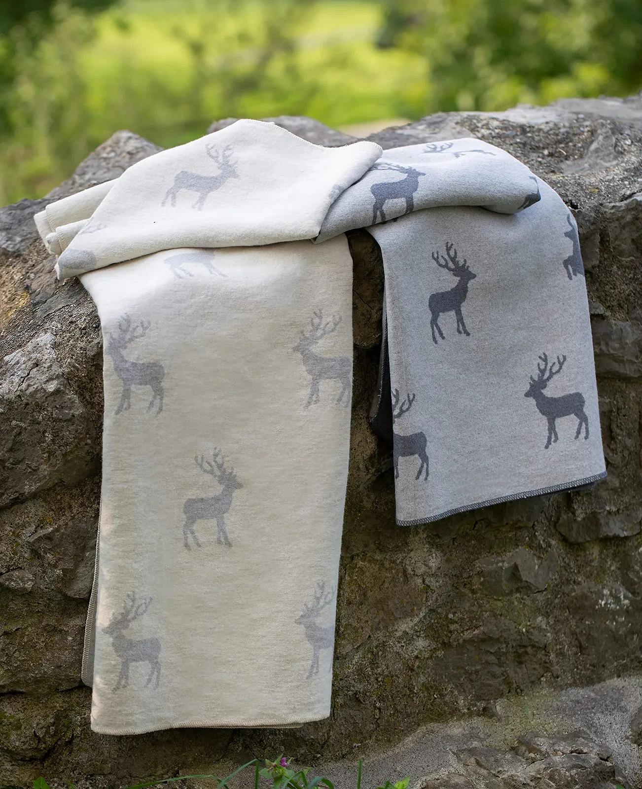 Одеяло David Fussenegger Silvretta 140 x 200 см Олень Полностью Необработанный Белый, фото №2