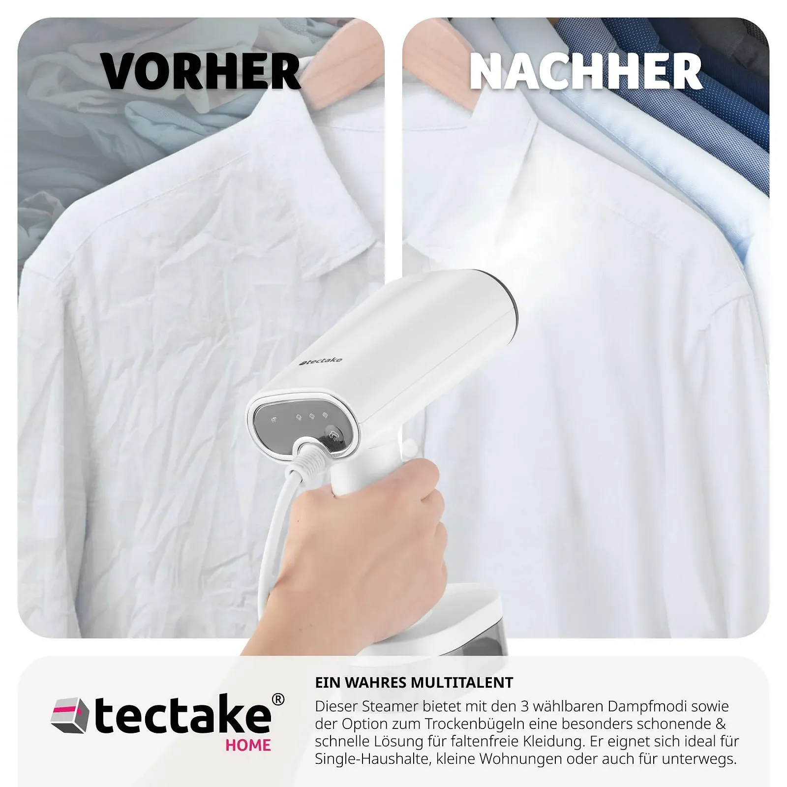 Вертикальний відпарювач tectake® 4 режими 370 мл, фото №7