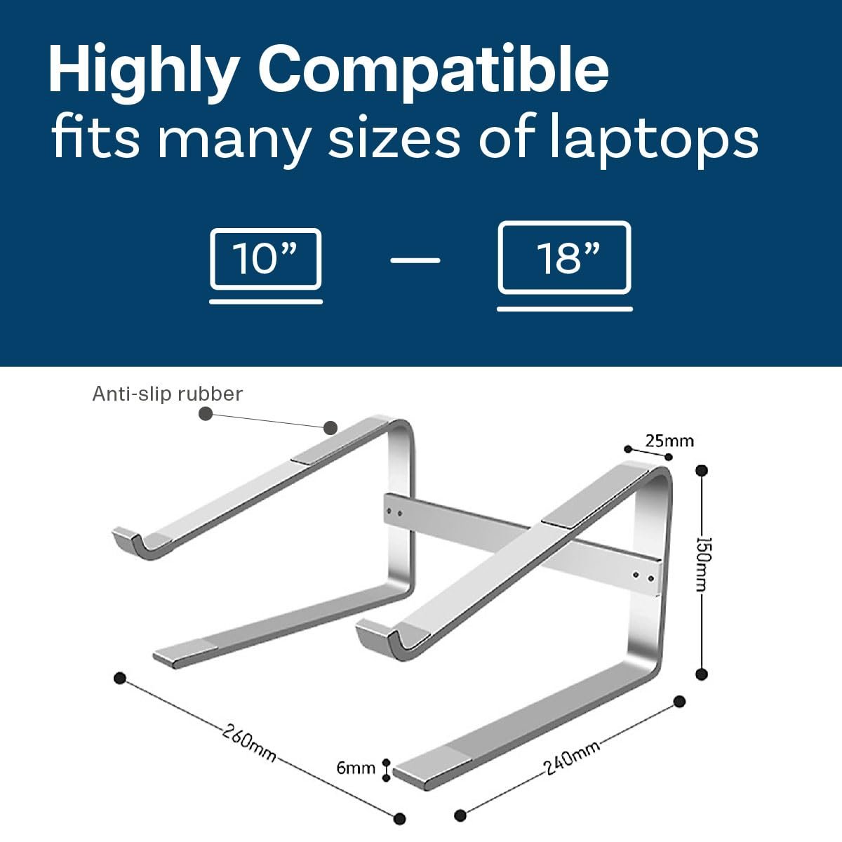 Подставка для ноутбука MMOBIEL Большая 10 до 18 дюймов Алюминий, фото №5