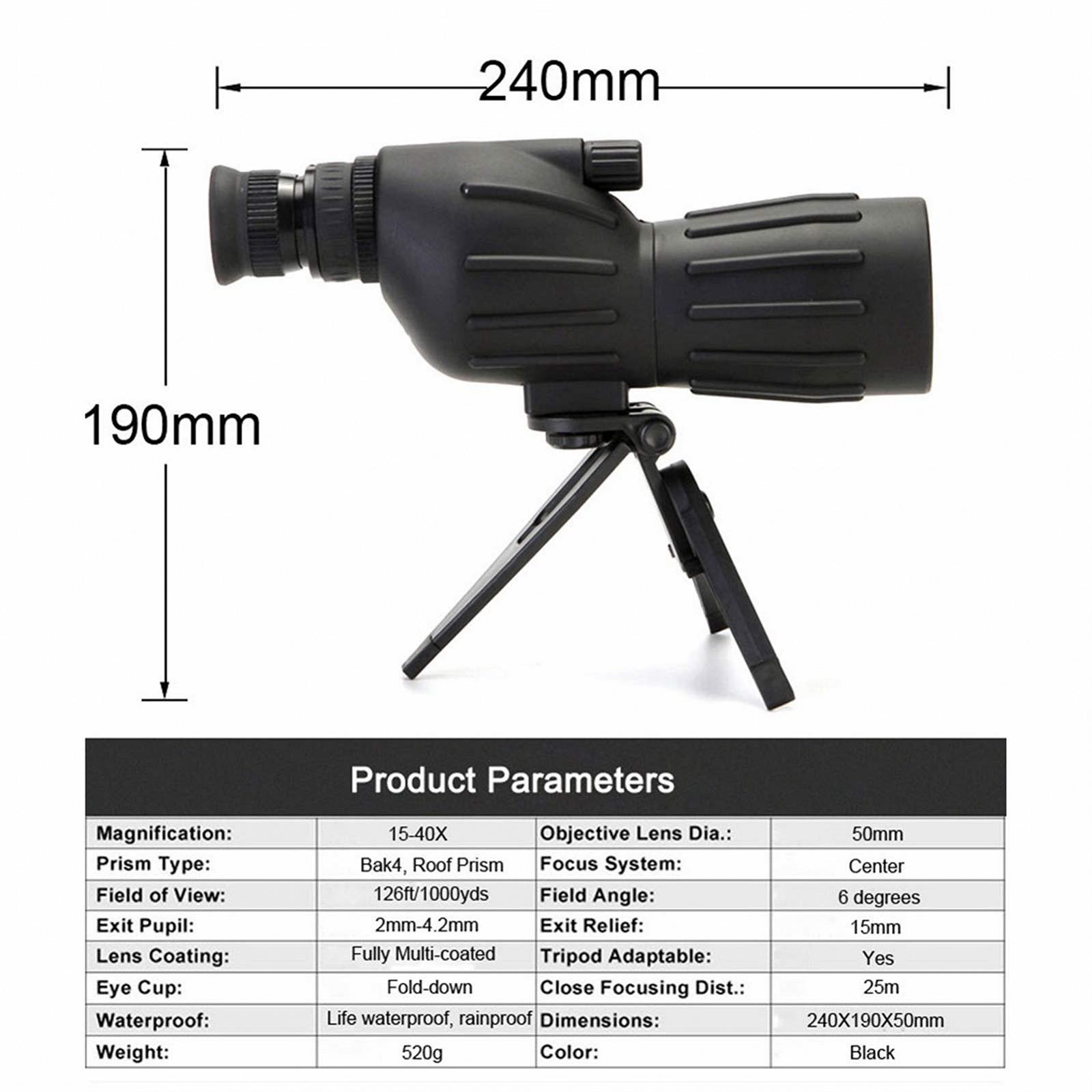 Монокуляр TAZYMKSD Monocular 15-40x50 для спостереження за птахами з триподом, фото №2