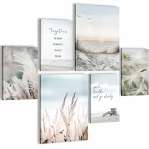 Набір картин Novart N033863a Пляж Море Бохо Синій Бежевий - Фото 1