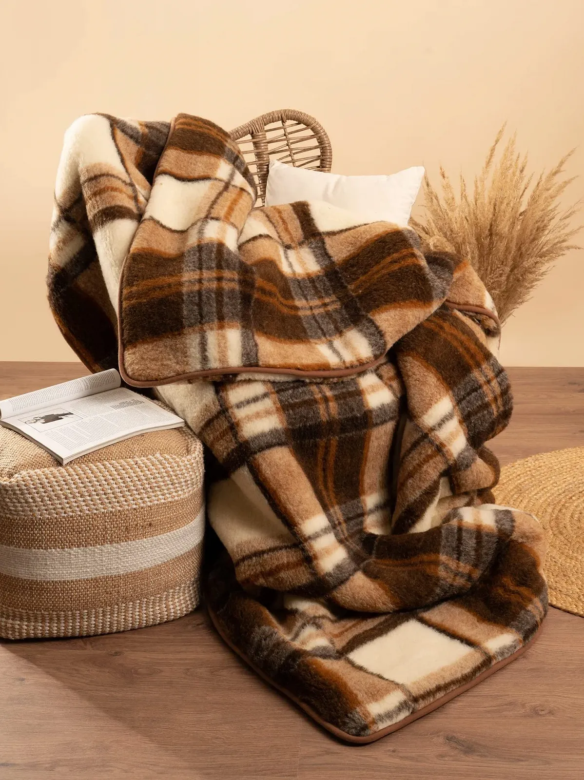 Одеяло из мериносовой шерсти Merino, 160 x 200 см, Мягкое одеяло из 100% мериносовой овечьей шерсти, Большое и пушистое шерстяное одеяло, Вес 1100 г/м2, Дышащий материал, фото №5