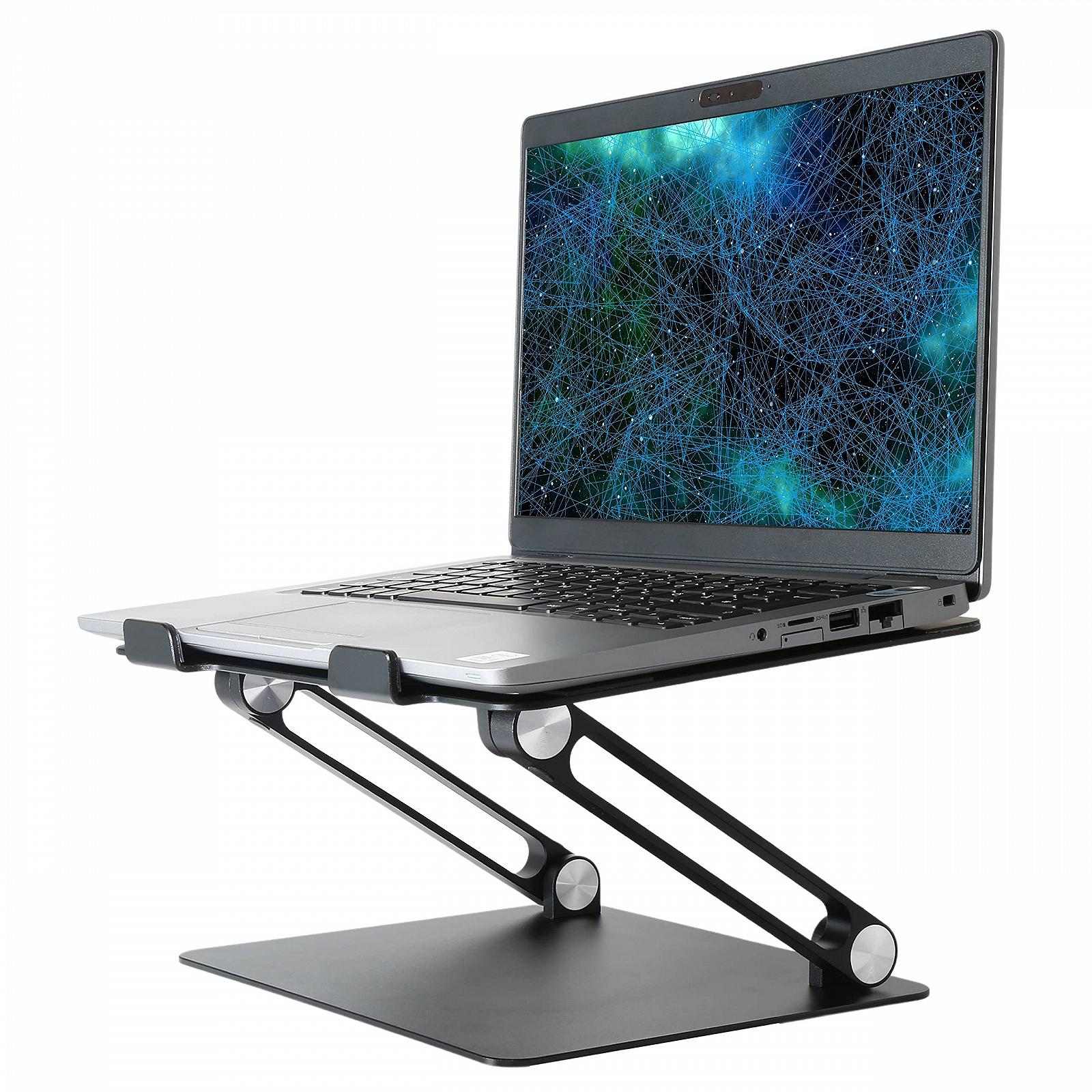 Підставка для ноутбука Konsol, складана, регульований кут, алюмінієва, легка та міцна, сумісна з ноутбуками до 17 дюймів (чорна), фото №5