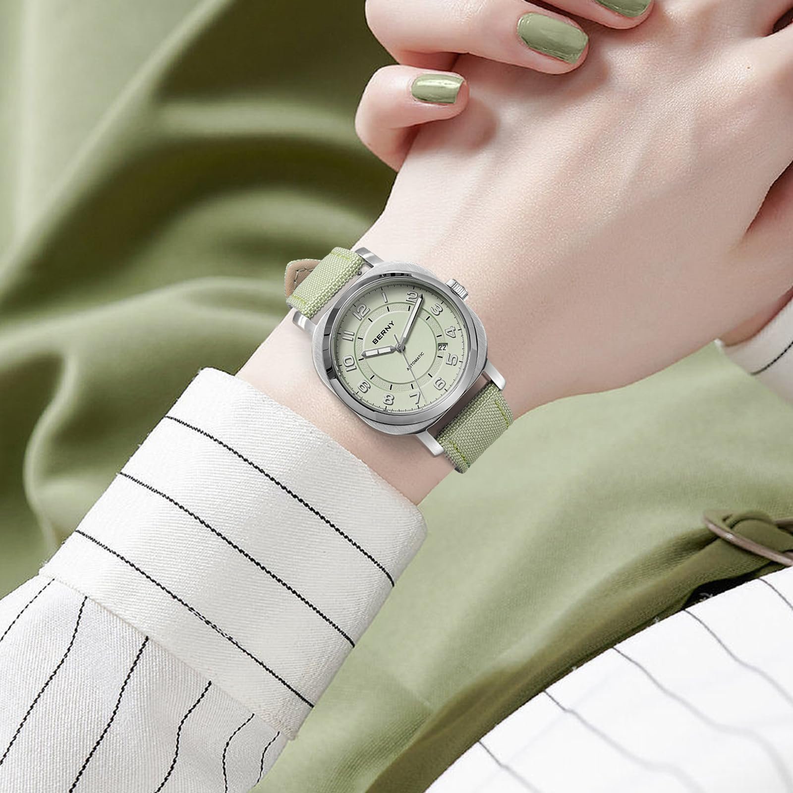 Механические часы BERNY Женские автоматические наручные часы Водонепроницаемые Роскошные часы Аналоговые Кварцевые часы из нержавеющей стали Sunray Dial, фото №7 Механические часы BERNY Женские автоматические наручные часы Водонепроницаемые Роскошные часы Аналоговые Кварцевые часы из нержавеющей стали Sunray Dial, фото №7