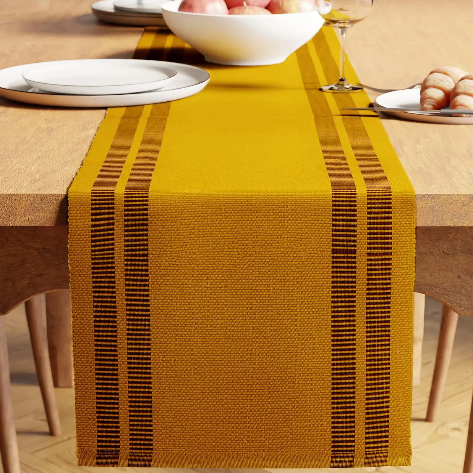 Ранер Encasa Ladder Fine Ribbed Cotton 32 x 240 см жовта, фото №1