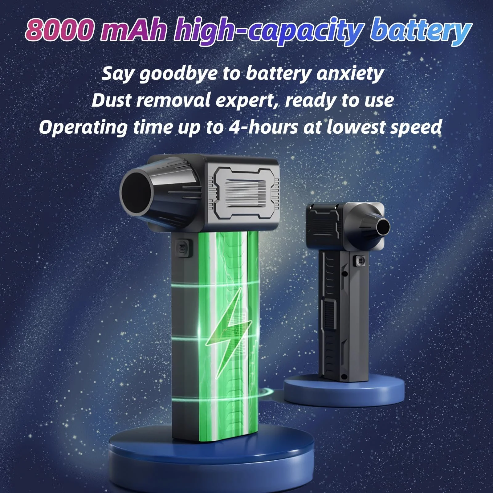 Бездротовий очищувач високого тиску Ruiqas 140000 rpm Портативний електричний міні-повітродувка  для ПК та побутової техніки, фото №2