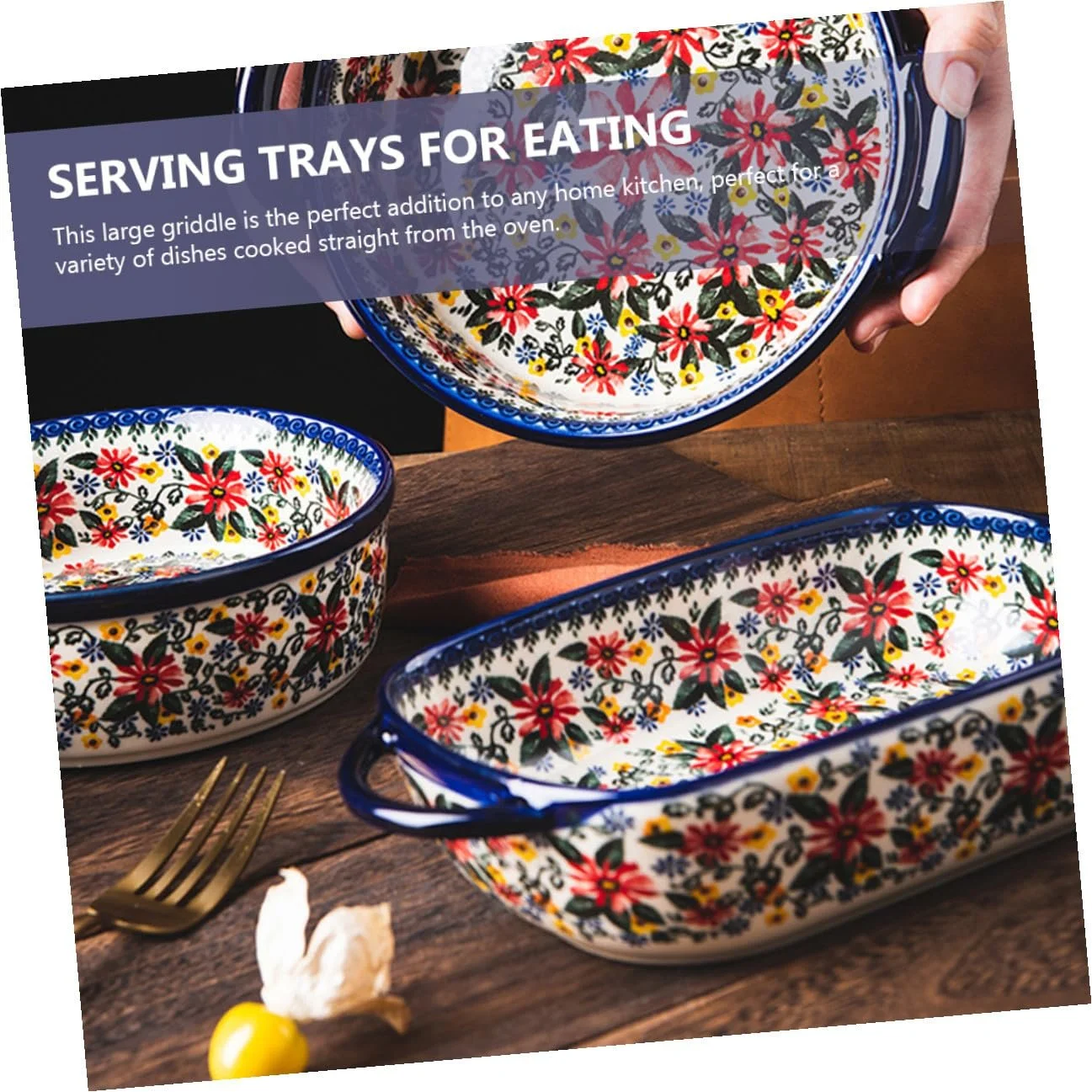 Форма для запікання польська кераміка прямокутна з подвійними ручками, фото №6