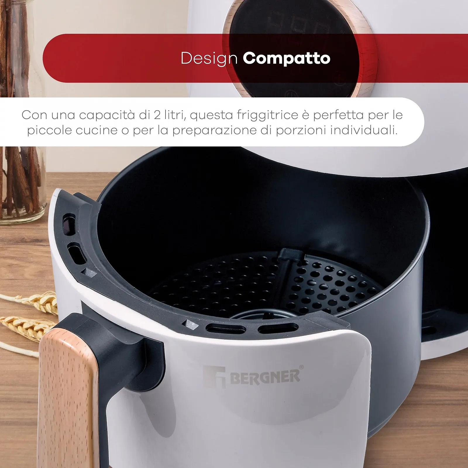 Мультипечь BERGNER Naturally AirFryer 2 л 1000 Вт 80-200ºC Белая, фото №5 Мультипечь BERGNER Naturally AirFryer 2 л 1000 Вт 80-200ºC Белая, фото №5