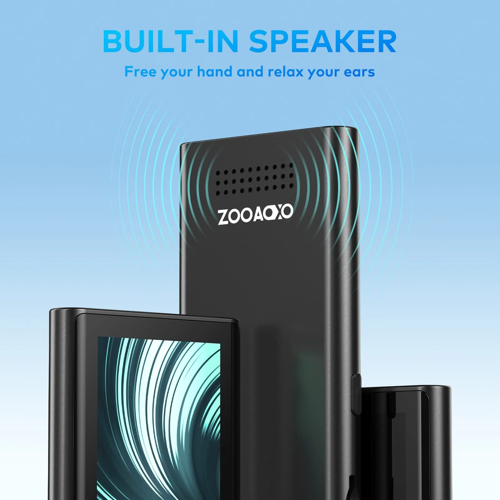 MP3 плеер ZOOAOXO 64GB Bluetooth 5.2, встроенный HD динамик, FM радио, диктофон, мини дизайн, вес 70 грамм, HiFi звук, фото №6