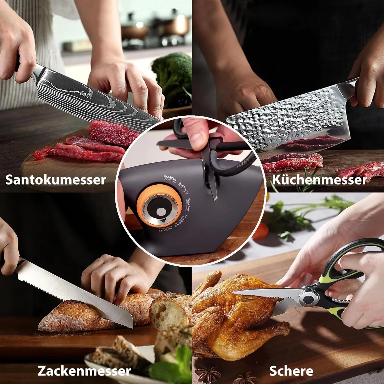 Точилка для ножів 5-в-1 Ручна з регулюванням кута заточування з вольфрамової сталі, фото №3