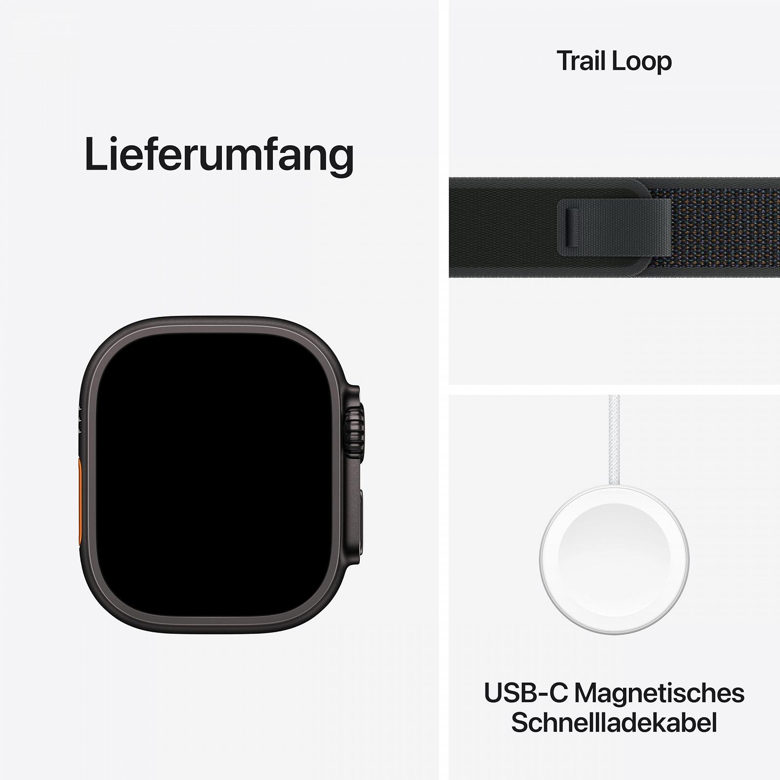 Смарт-годинник Apple Watch Ultra 2 (GPS + Cellular 49мм) Титановий корпус Чорний Спортивний ремінець Black (M/L), фото №6