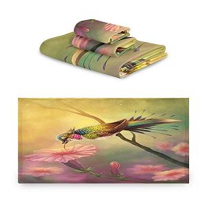 Набір рушників BEUSS Pink Golden Parrot 100% бавовна (1 банний, 1 для рук, 1 серветка) рожевий золотистий - Фото 1