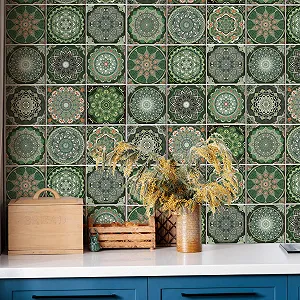 Наклейки на плитку WALPLUS 15 x 15 см 24 шт Зелений Вінтаж synthetic.ua - Фото 1