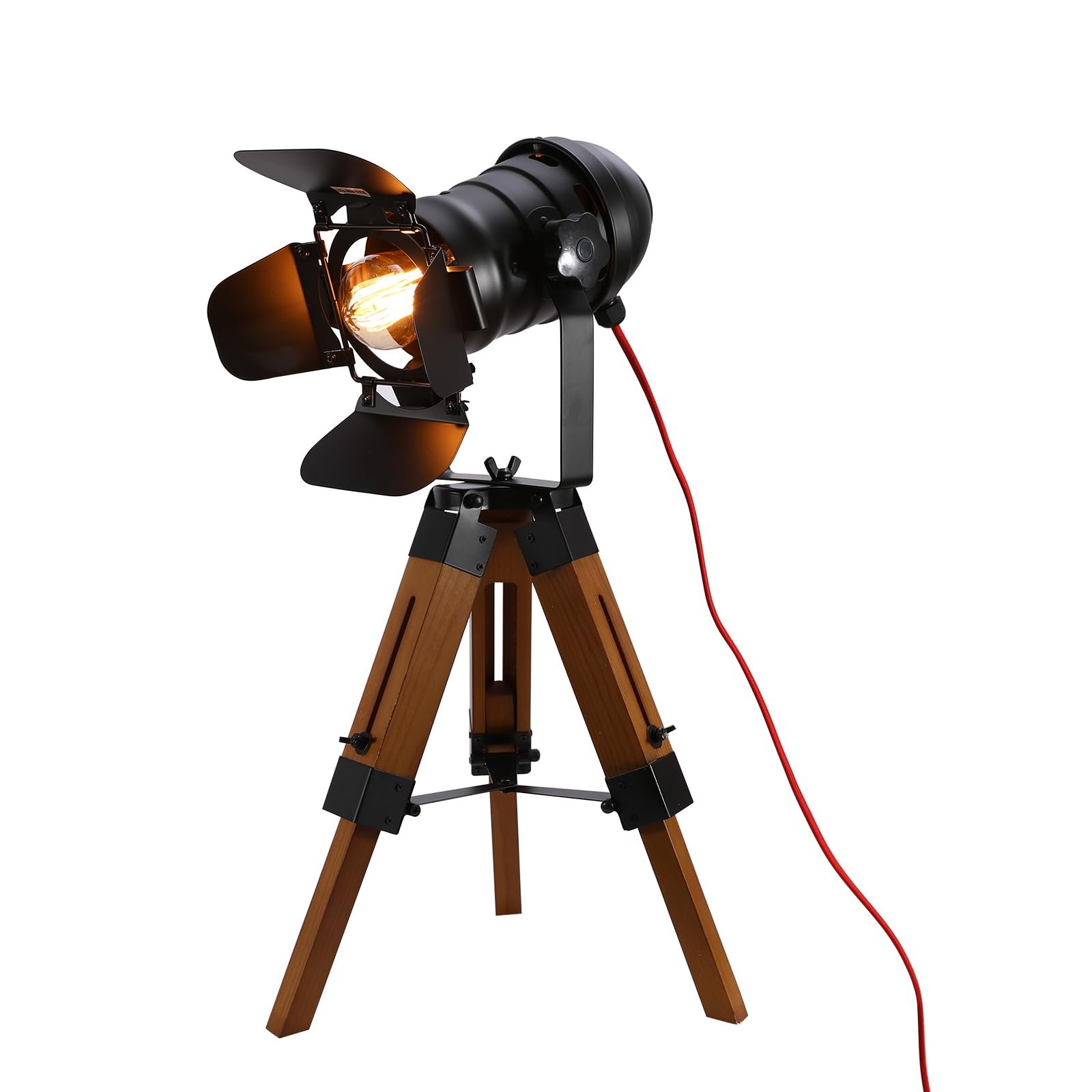 Настільна лампа Industrial Metal Wood Tripod 65 x 32 см Чорний, фото №8