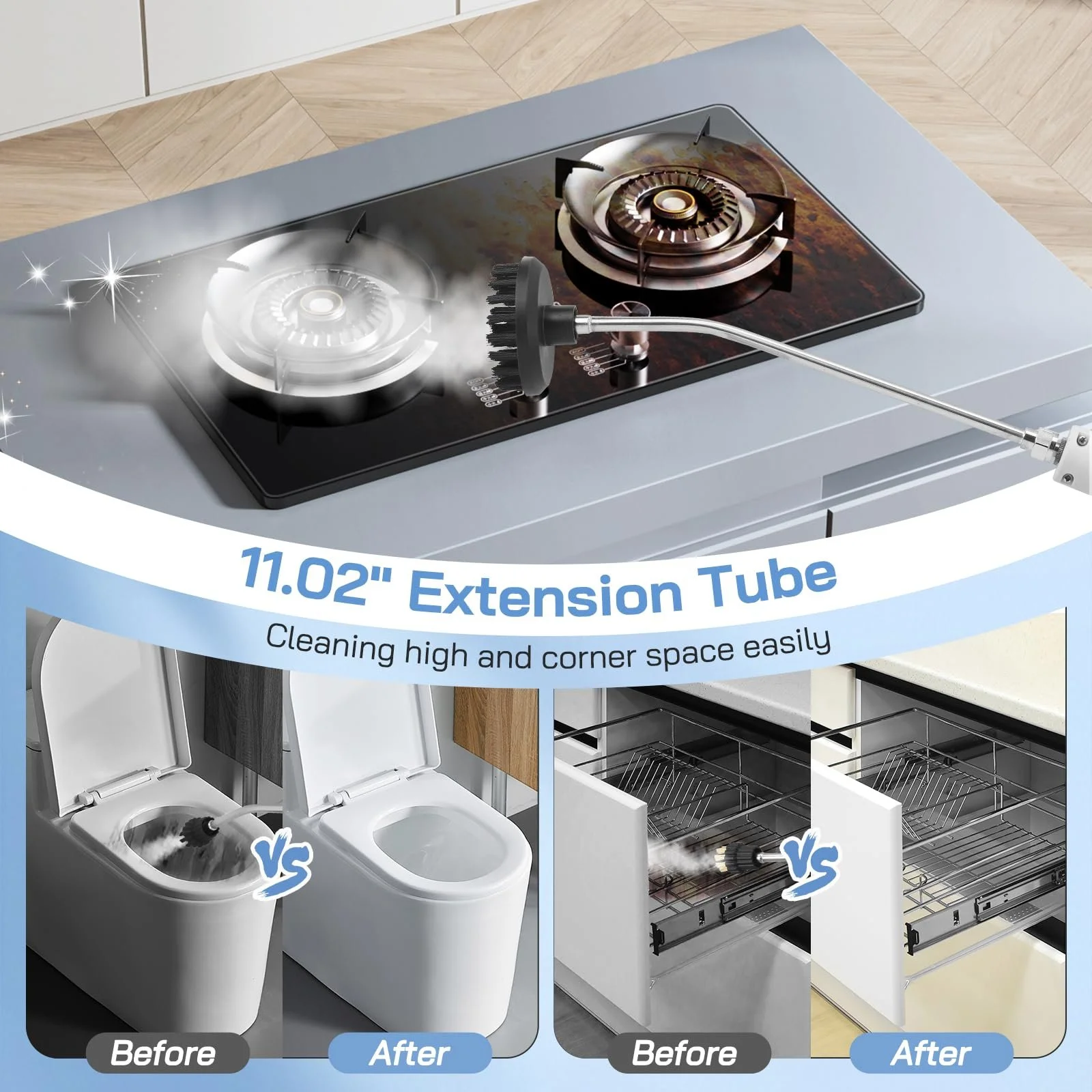 Пароочисник ручний 2500 Вт 1,1 л 9 режимів 6 насадок Дисплей, фото №6