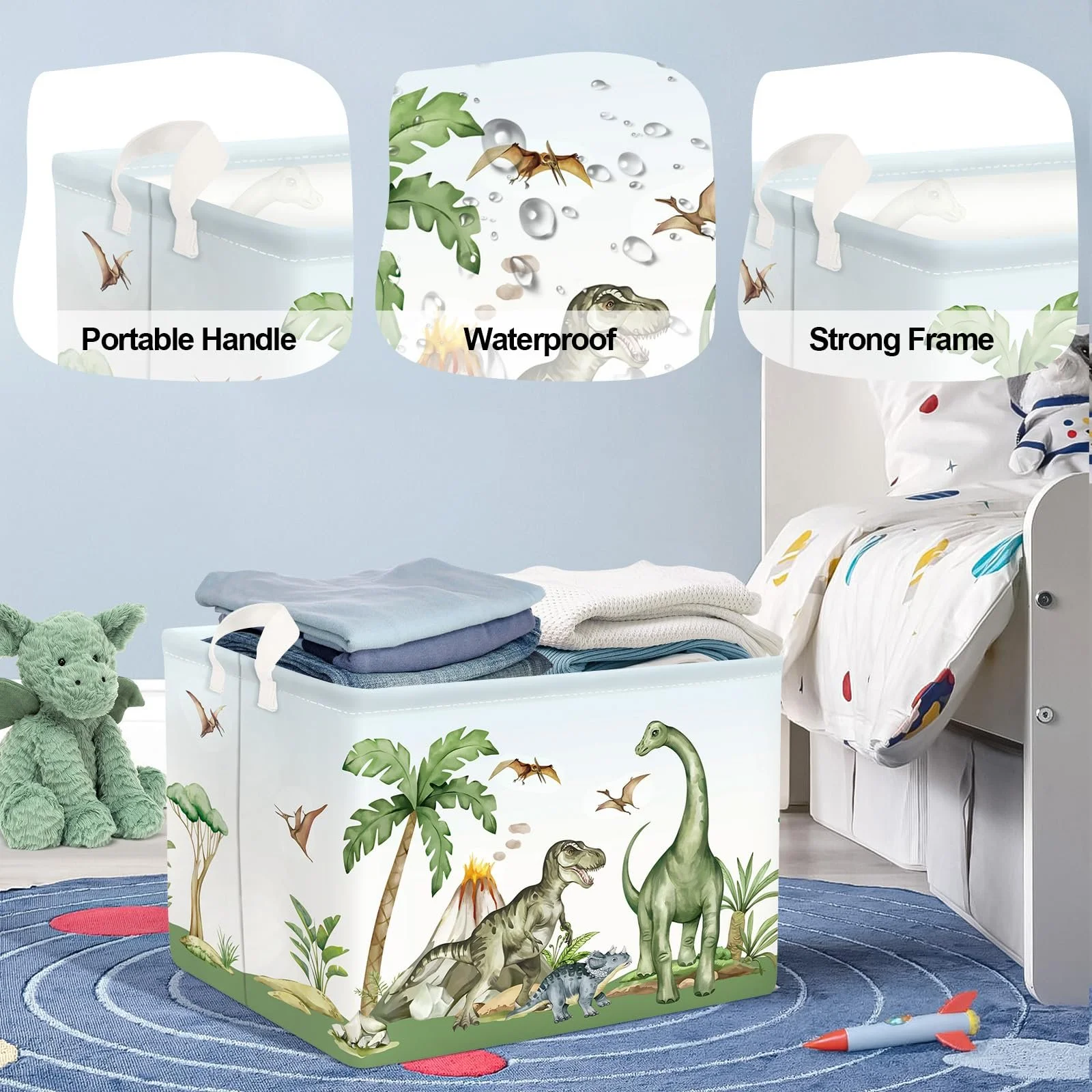 Корзина HUUMONSS Динозавр Детская для игрушек Складная для мальчиков девочек 36 л Зеленый, фото №4 Корзина HUUMONSS Динозавр Детская для игрушек Складная для мальчиков девочек 36 л Зеленый, фото №4