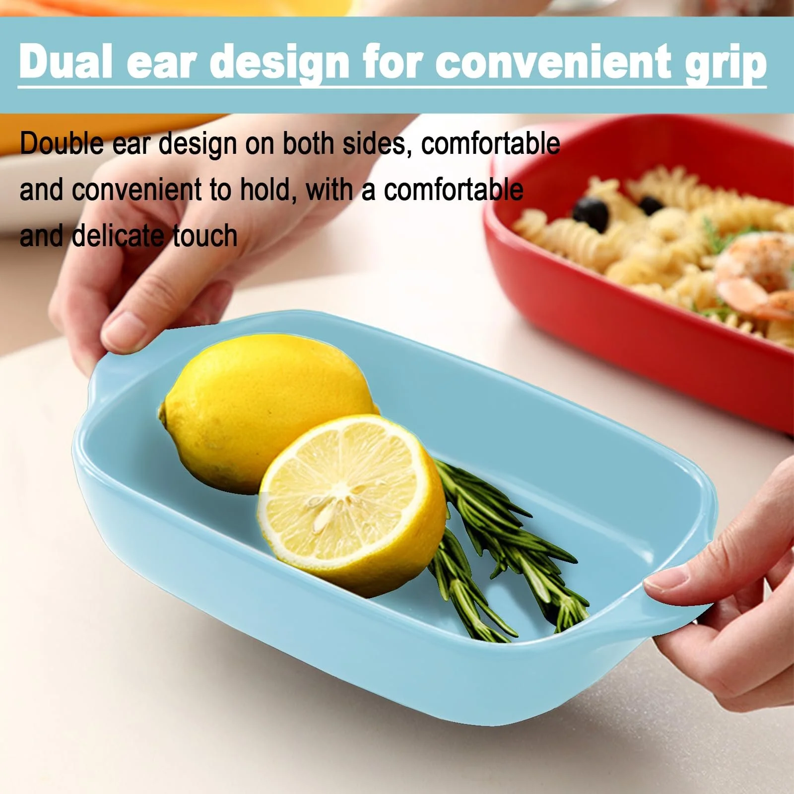 Набор керамических форм для лазаньи 2 шт. прямоугольные с ручками 23,5 x 13,5 см, фото №4