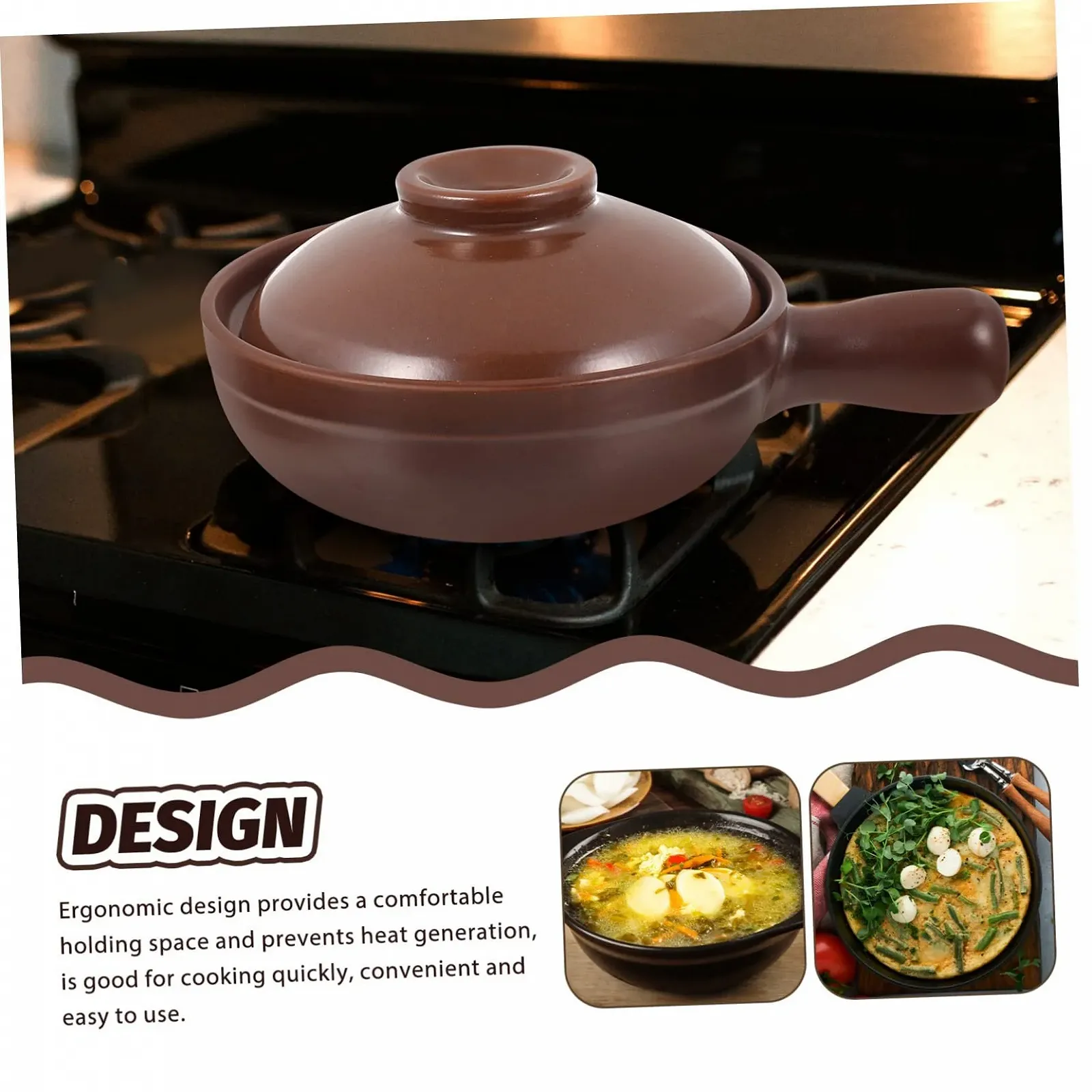 Керамічний Ківш для супу жаростійкий з ручкою та кришкою, фото №5