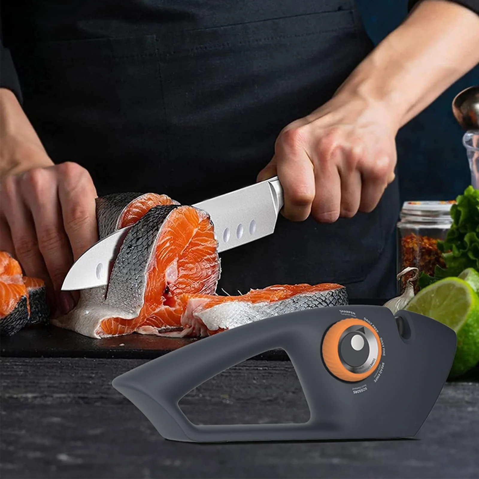 Ручна точилка для ножів 5-в-1 регульована алмазна та керамічна для ножиць та хлібних ножів, фото №7