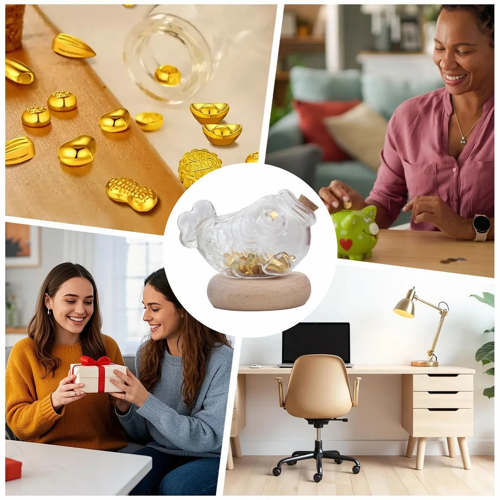 Копилка декоративная в форме рыбы прозрачная компактная, фото №7