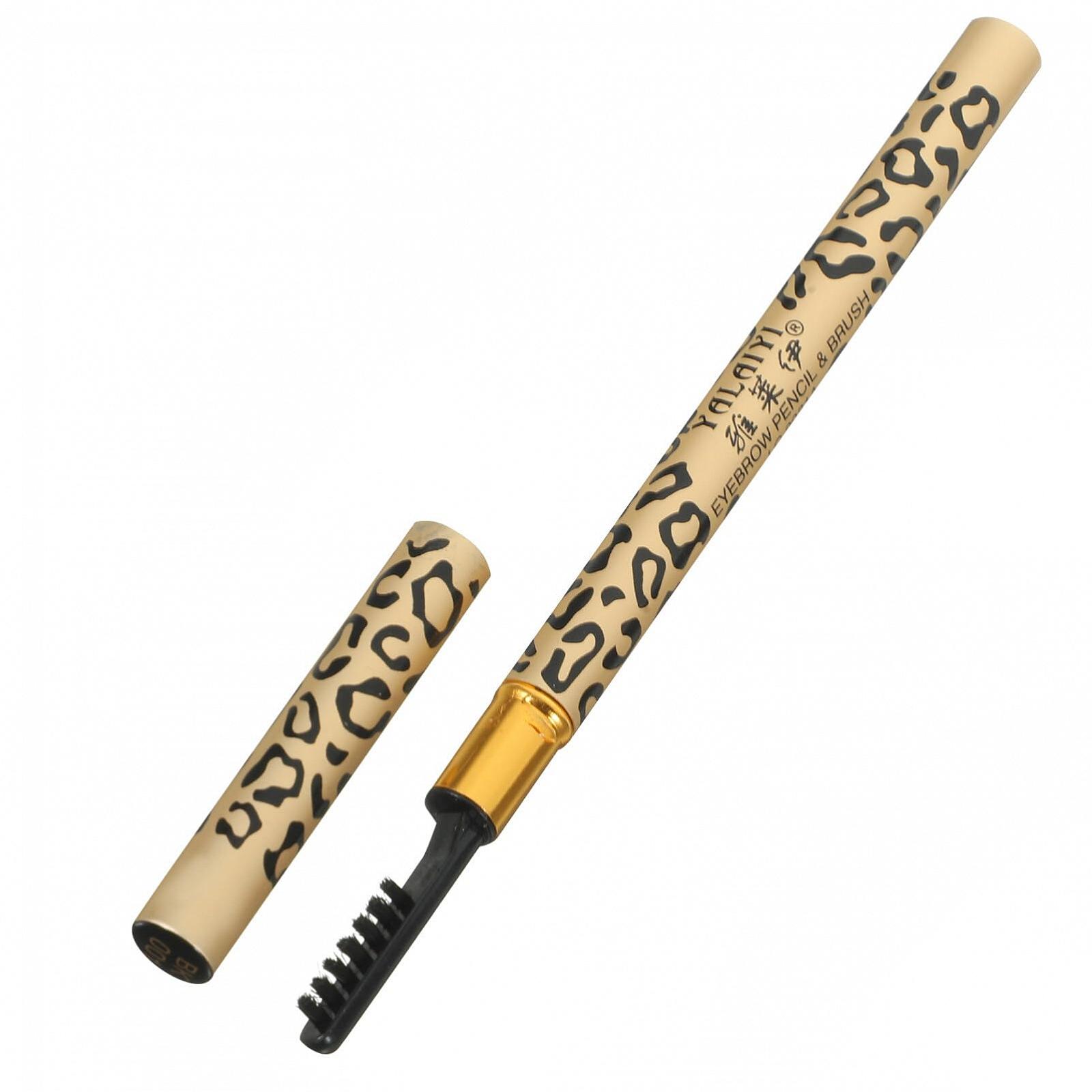 Олівець Solustre 2 шт. з щіткою для брів стійкий глибоко пігментований з кришкою у вигляді леопарда, фото №1 Олівець Solustre 2 шт. з щіткою для брів стійкий глибоко пігментований з кришкою у вигляді леопарда, фото №1