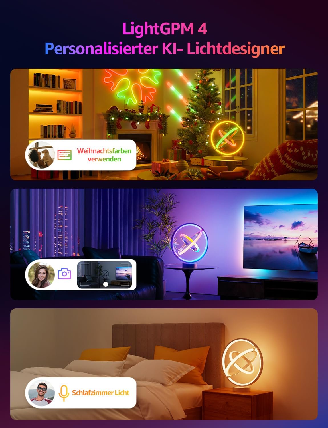 Розумна настільна лампа Lepro TB1 AI Light Designer RGB+IC Alexa/Google, фото №2