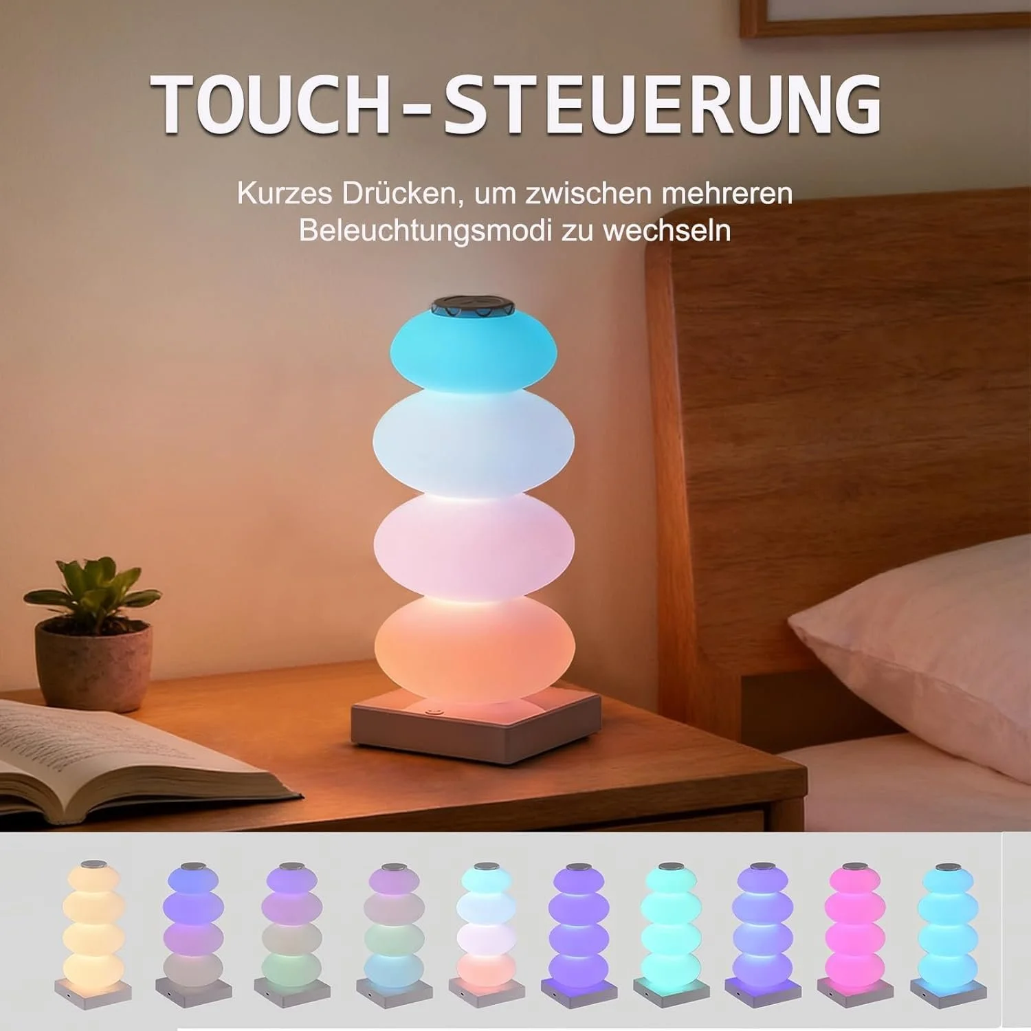 Настільна лампа Maxspace RGB сенсорна Candy Cane дизайн USB біла, фото №3