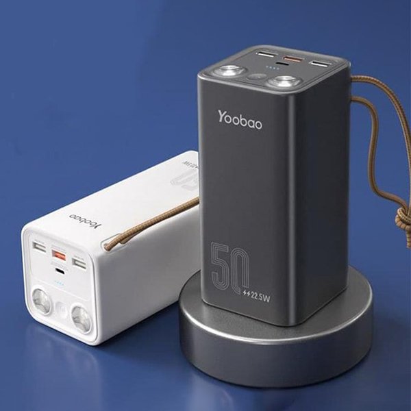 Повербанк зі швидкою зарядкою 50000 мАг 22.5W Yoobao H5, SCP PD+QC, з ліхтариком Чорний, фото №6