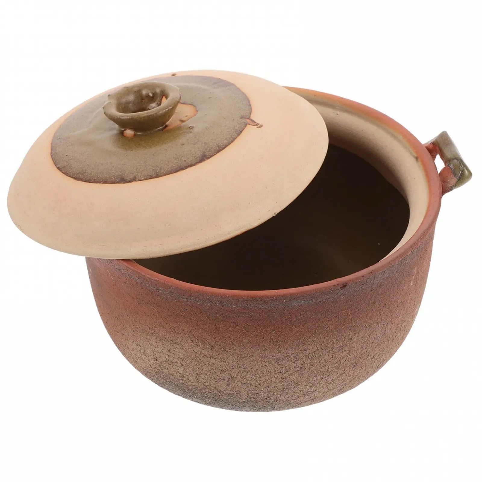 Горщик для приготування Теракотовий з кришкою та ручкою, фото №1