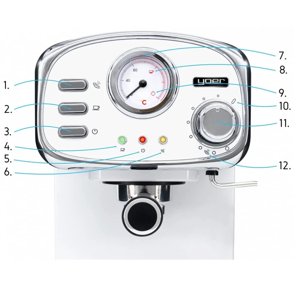 Кофеварка эспрессо YOER Breve EM01W 1100 W 20 Bar 1.2 L White, фото №3