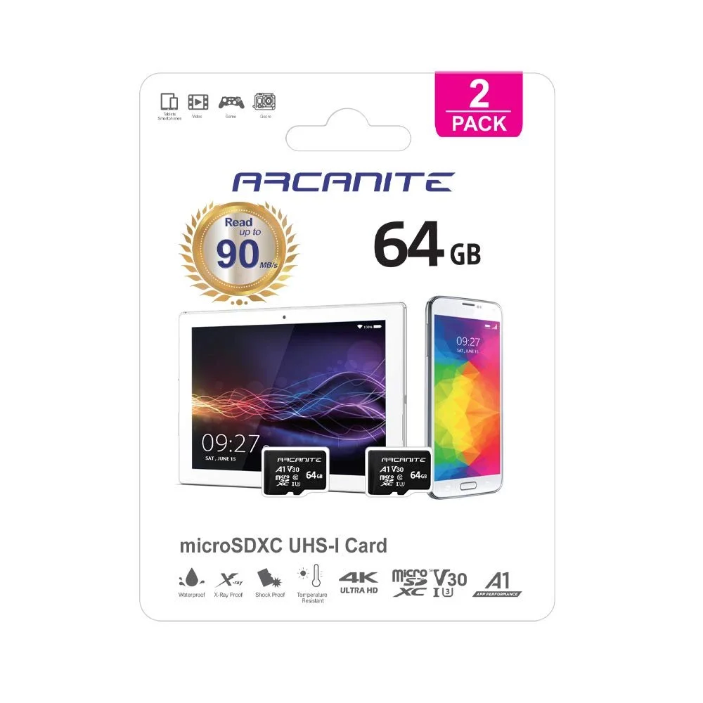 Карта пам'яті ARCANITE microSDXC UHS-1 U3 A1 V30 Class 10 з адаптером, фото №5 Карта пам'яті ARCANITE microSDXC UHS-1 U3 A1 V30 Class 10 з адаптером, фото №5