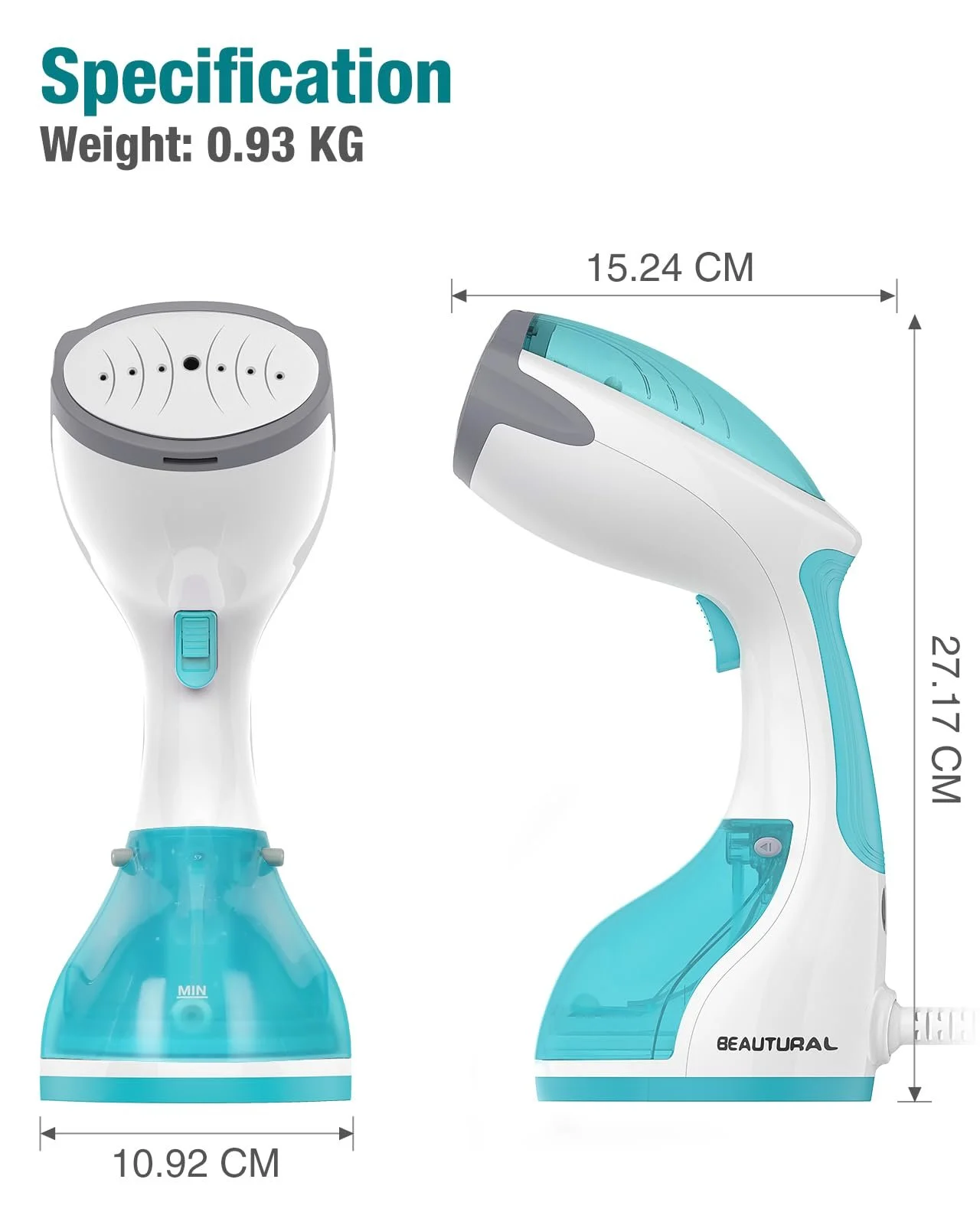 Вертикальный отпариватель BEAUTURAL 1200 W 30s Керамическая подошва Автоматическое отключение, фото №7