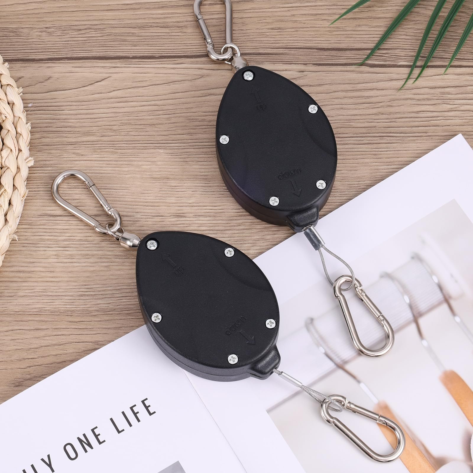 Підвіси для рослин висувні посилені 2 шт. з регульованими роликами нержавіюча сталь з карабінами, фото №6 Підвіси для рослин висувні посилені 2 шт. з регульованими роликами нержавіюча сталь з карабінами, фото №6