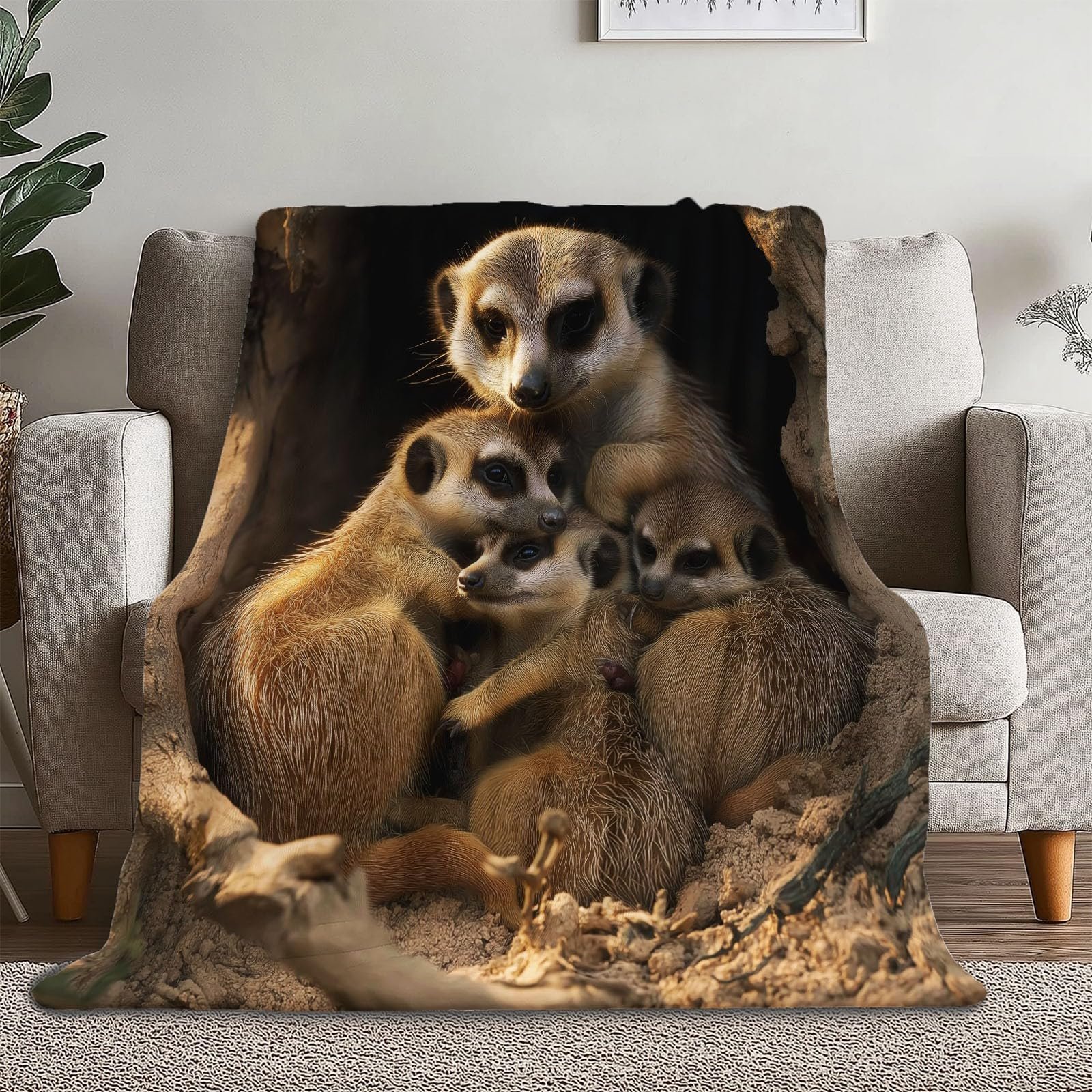 Плед Мягкий и теплый 3D Фотография природы Животное Суррикат 130 x 150 см Коричневый, фото №2 Плед Мягкий и теплый 3D Фотография природы Животное Суррикат 130 x 150 см Коричневый, фото №2