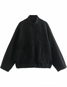 Женская куртка-бомбер Sukany, оверсайз, из шерстяной смеси, на пуговицах, свободного кроя, университетская, с длинными рукавами - Фото 1