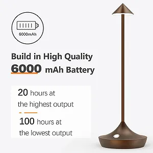 Настільна лампа LED bravzurg акумуляторна бездротова набір з 2 шт. 6000 mAh алюмінієва водонепроникна димована коричнева synthetic.ua - Фото 1