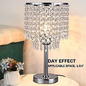 Настольная прикроватная лампа Crystal Glass с круглым абажуром E27 белая synthetic.ua - Фото 1