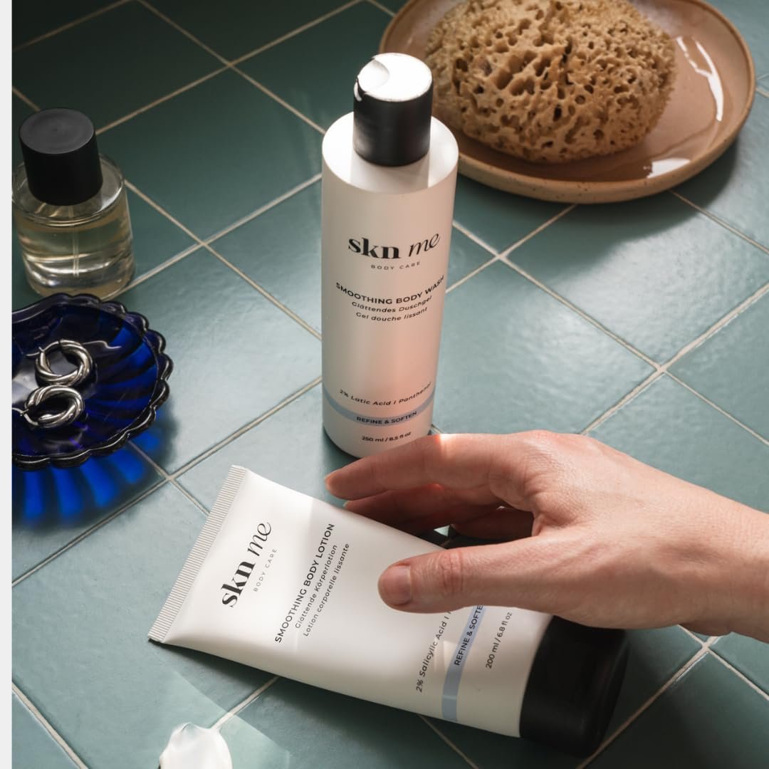 Разглаживающий гель для душа AHA-Exfoliating с ромашкой и пантенолом от фолликулярного кератоза веганский, фото №5