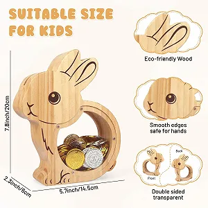 Скарбничка Дерев'яна Кролик з наклейками Персоналізована synthetic.ua - Фото 1