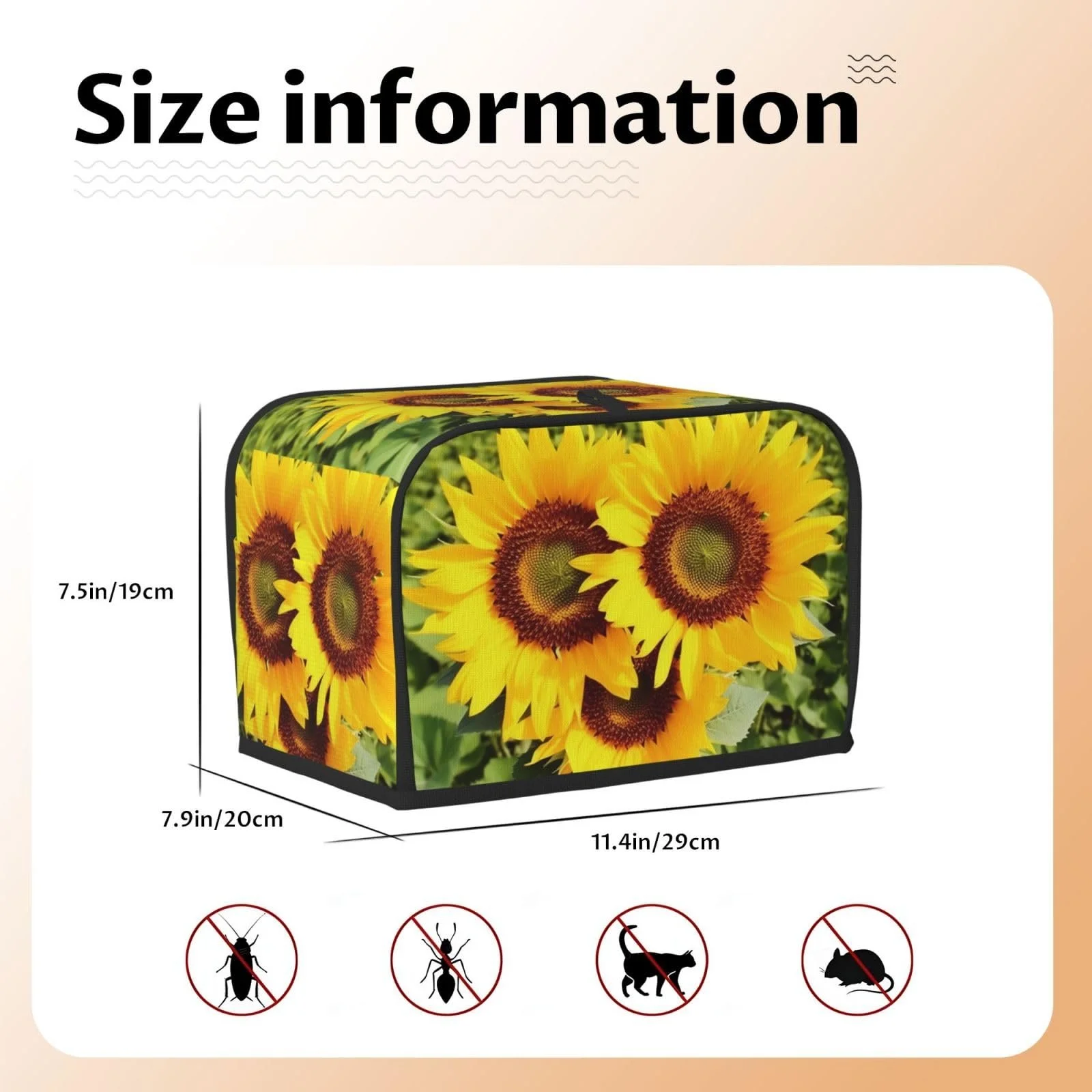 Чохол для тостера у формі серця Соняшник для 2 скибочок Універсальний розмір, фото №5